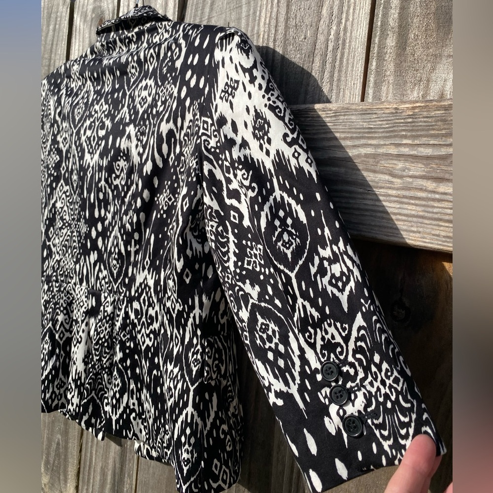Katherine New York Black and White Women's Summer blazer crop sleeve - Sz L - Picture 6 of 11